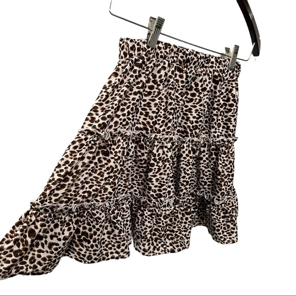 SHEIN ANIMAL PRINT TIERED RUFFLE FLOWY SKATER MINI SKIRT - Picture 11 of 11